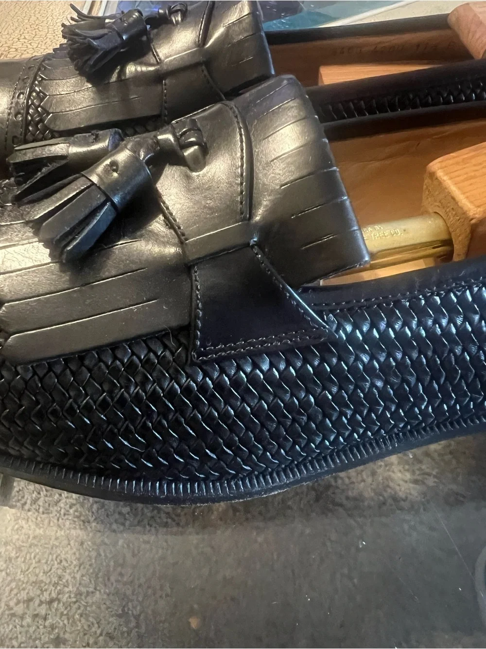 Salvatore Ferragamo Men's Black Tassel Kiltie Leather Loafers 11.5B